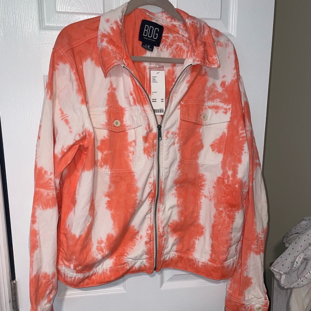 NWT urban outfitters coral tie dye jacket